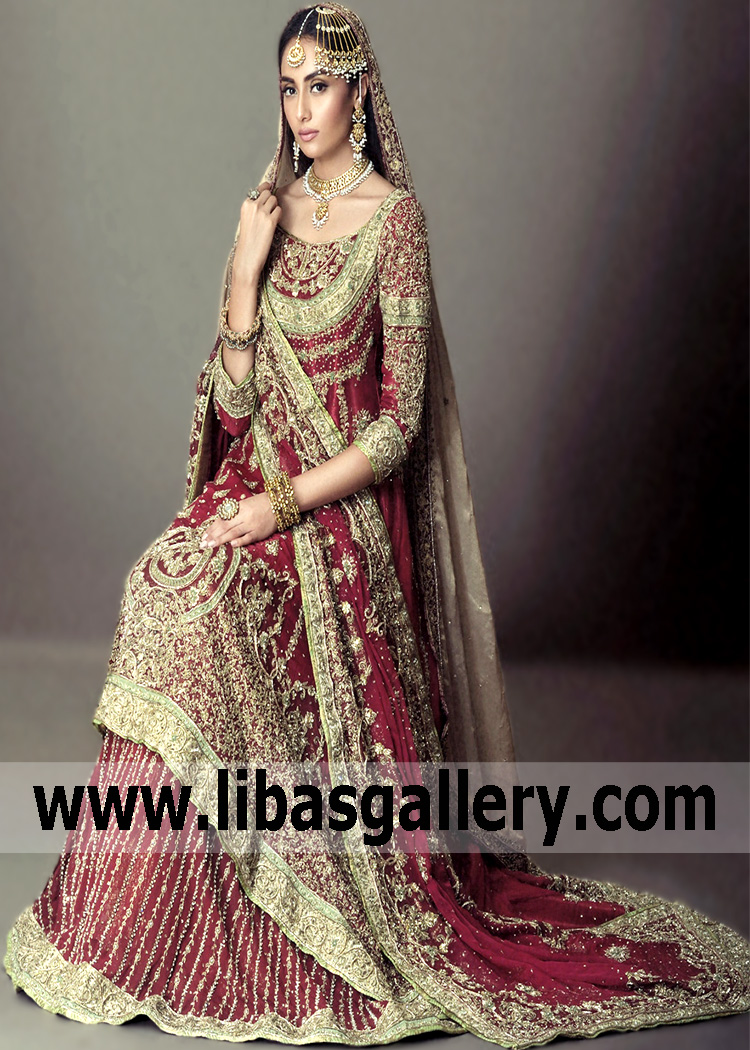 We highly recommend Burgundy Anarkali Bridal Dress Wedding day anarkali suit chiffon silk Burgundy colour anarkali dresses uk usa canada australia. libasgallery.com Leading supplier of the world`s finest Burgundy anarkali dresses are gorgeous, incredible quality and impeccable top-level flourishing embellishments.