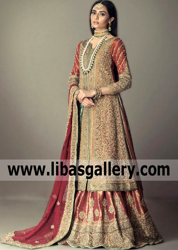 It is with great pleasure that I present you the first edition of a completely new and independent brand of Latest Burgundy Wedding Lehengas Newcastle London UK Pakistani Wedding Dresses Designer Mehdi Lehenga wedding dresses from House Of Mehdi.