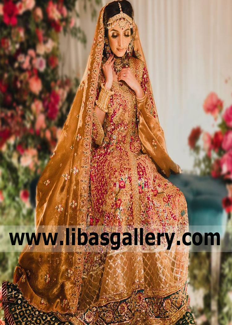 Soon it will be possible to contemplate this incredible Farah Talib Aziz Bridal Dress Luxurious Bridal Dresses with Bridal Angrakha and Heavy Embellished Dupatta. Only in our online store, exclusively for libasgallery wedding brides.