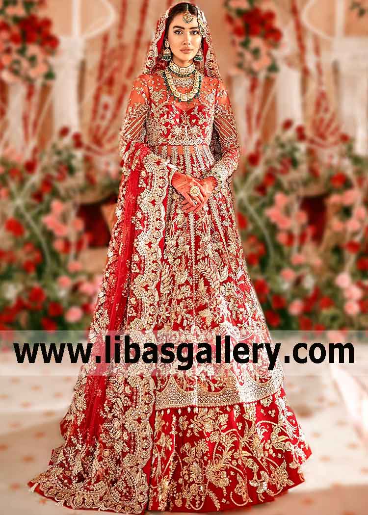 There are Red Bridal dresses Zaha, and then there are the BEST wedding dresses Zaha. Pakistani Red Bridal Lehenga Dresses Telford UK Fashion wedding Bridal Lehengas from the most popular bridal designer Zaha Bridal Couture collection for Wedding and Special Occasions here.
