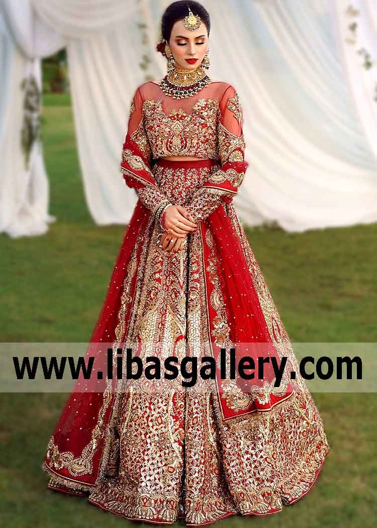 We are present to you with the best Classic Red Bridal dresses from the most popular bridal designer Erum Khan here. Uniquely cut to fit most body shapes, we are sure that you will fall in love with most of these akistani Wedding Lehenga Choli Dresses collections and be spoilt for choice.
