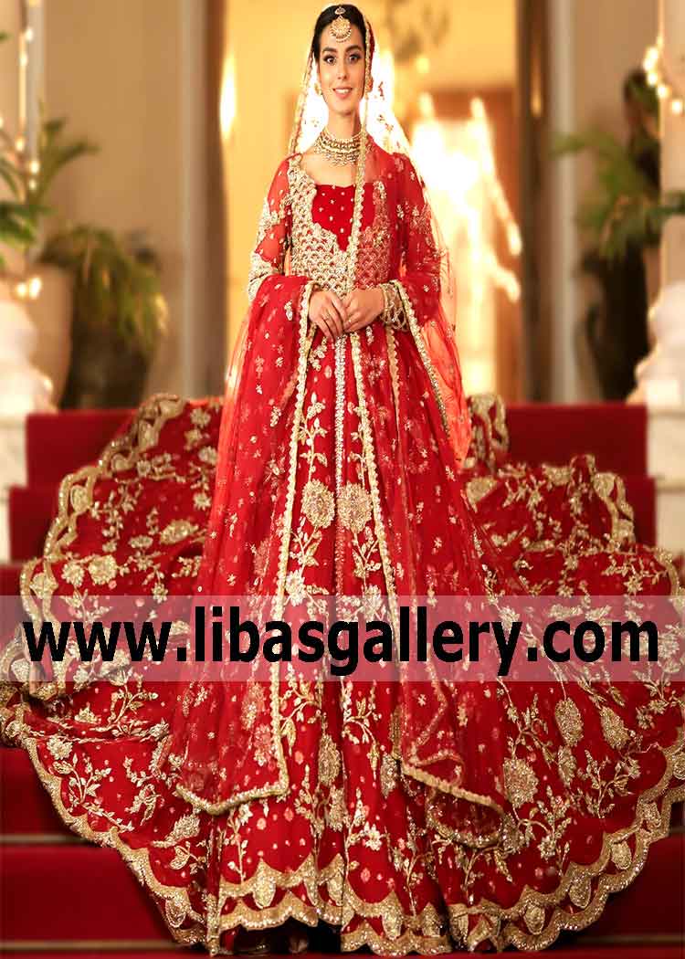 Sadaf Fawad Khan Red wedding dresses 2021 is a perfect collection for Wedding celebration. This renowned designer is ready to show all over the world her Adam & Eve collection 2021. You will find fantasy of the regal eastern bride that highlight The magnificent train of this pishwas adds oomph and glamour to this painstakingly crafted heirloom worthy piece oh-so-glamorously.