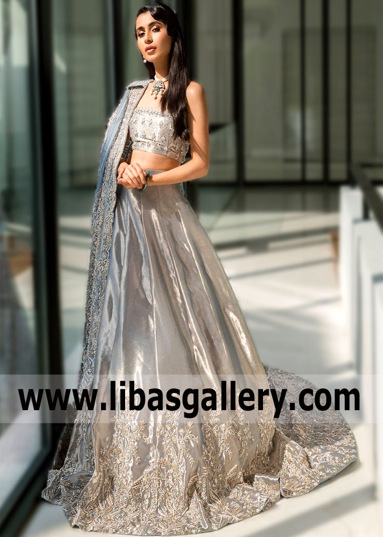 Imperial Class Bridal Dresses from Saira Shakira this is just a dream of any girl. We guarantee you that thanks to the thin material with beaded embroidery and the flared hem of the Lehenga outfit, you can emphasize all the advantages of your appearance and feel just unbeatable.