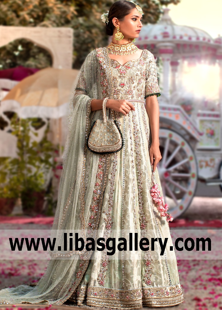 Shining Pishwas Style Bridal dresses are entrenched in modern wedding fashion. Spraying glitter, glitter and rhinestones make the Pishwas dress elegant and attractive, like  Sheeba Kapadia`s 