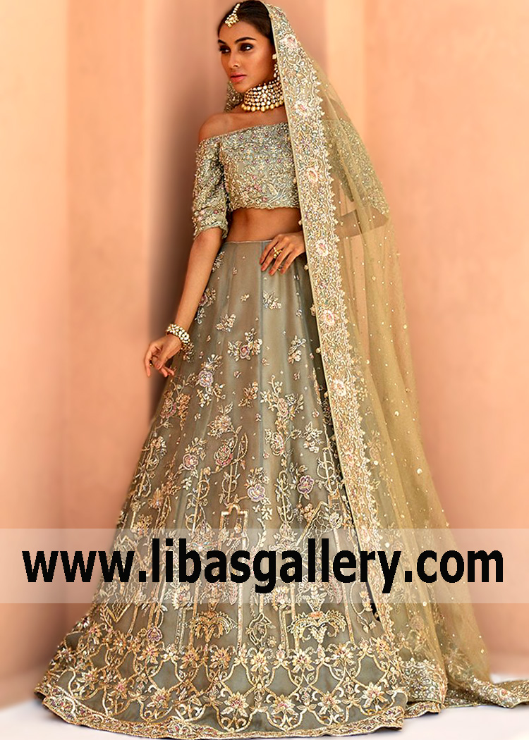 Add Walima Lehenga Dresses to your favorites on the website, so all the Designer Lehenga Dresses you like will not be lost and there will be a link to the entire list. Palmira Bridal Lehenga by Zuria Dor is a dress that will not leave anyone indifferent.