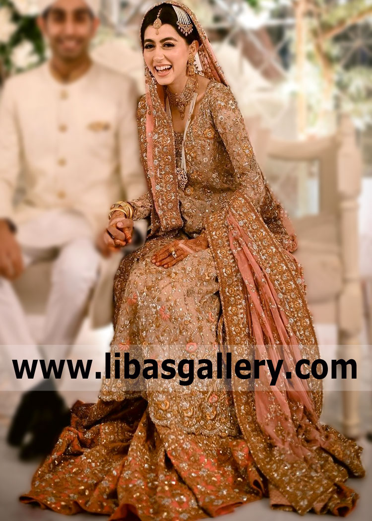 Our Dream of Indian Pakistani Wedding Lehenga Seattle Washington USA Heavy Embellished Wedding Lehenga for Reception and Valima dresses are like creations, designed to celebrate your very best qualities. The main thing in the dress is the bride. And when a beautiful dress is combined with its gentle owner, something divine is obtained.