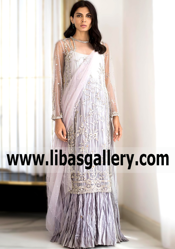 Make a grand entrance in Sania Maskatiya Zardoze worked net column shirt is one of our bestselling Bride Sister or bridesmaids Pishwas, for good reason. Shop Sania Maskatiya Party Dress for Evening and Formal Events Pakistani Designer Party Dresses in UK USA Canada.