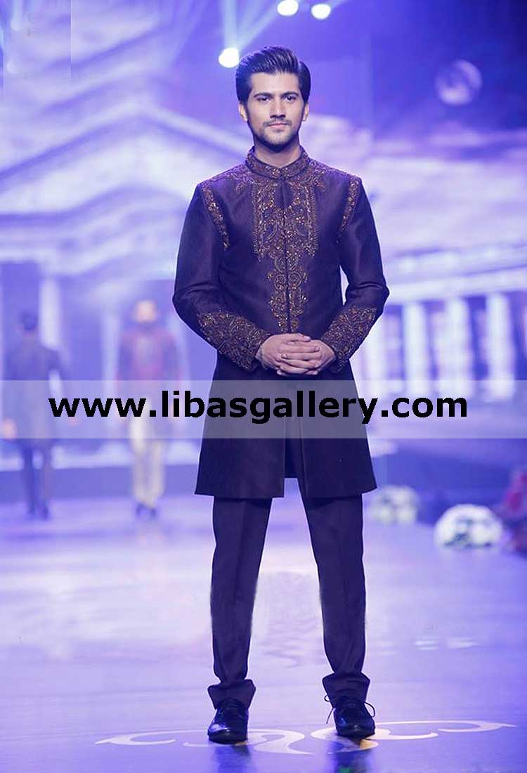Emraan Rajout hand embellished dark color prince coat