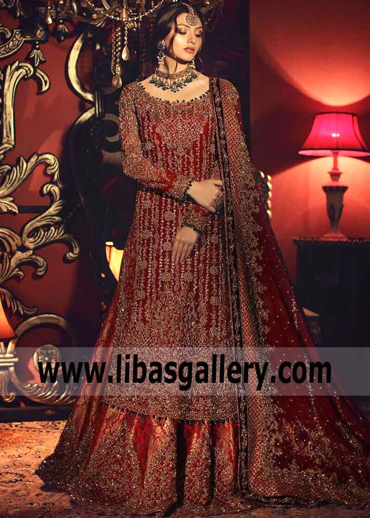 Every Aisha Imran Couture design is created exclusively for its bride. You`ll work directly with designers throughout, and every element of your wedding dress Traditional Wedding Designer Pakistani Bridal Dress by Aisha Imran Bridal Collection will be crafted by hand in our Boutique.
