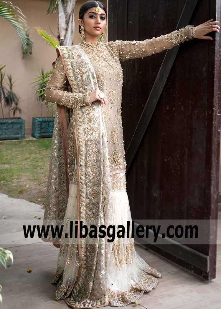 KARMA wedding dresses - Exquisite embellished, cool, contemporary, modern wedding dresses Breathtaking Bridal Wear Designer Lehenga Sharara Gharara Wedding Gown for elegant Brides at libasgallery, the leading luxury bridal boutique in UK USA Canada Australia.