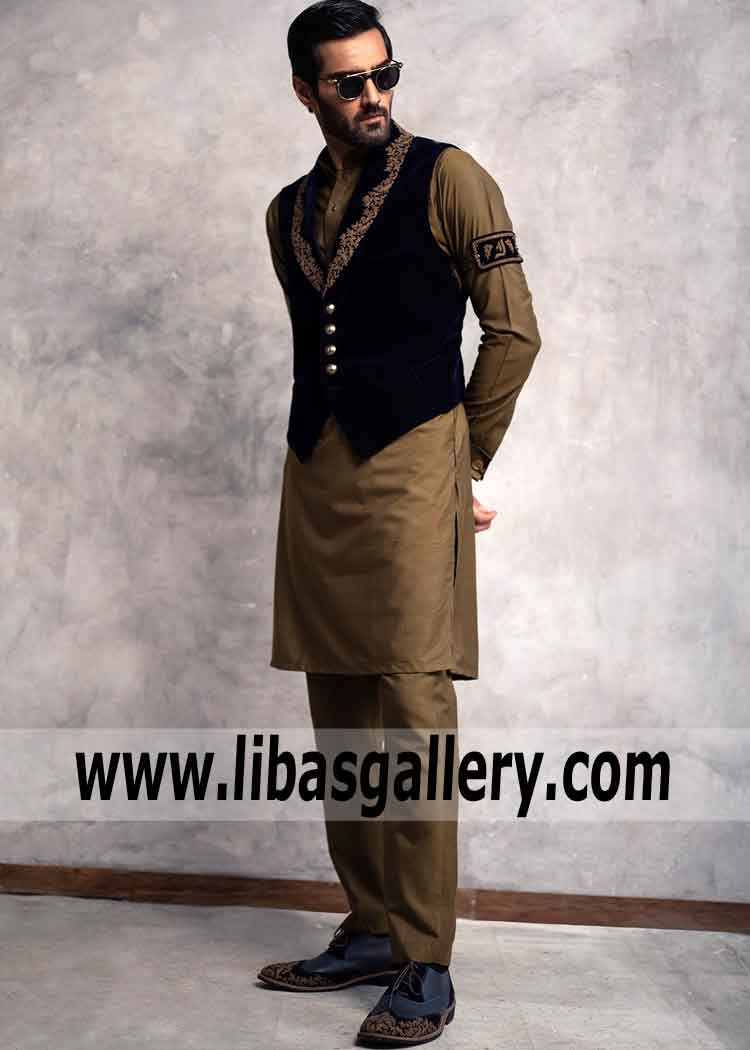 Indian Pakistani Groom and Father Waist coat suit theme Eastern Styles UK USA Canada Dubai Australia