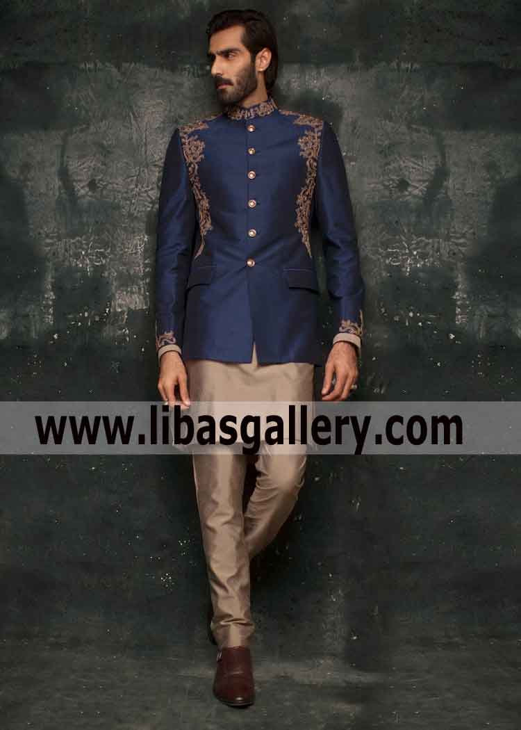 Designer Men Prince Suit for Wedding In Jamawar and Raw silk Velvet  Karandi UK USA Canada