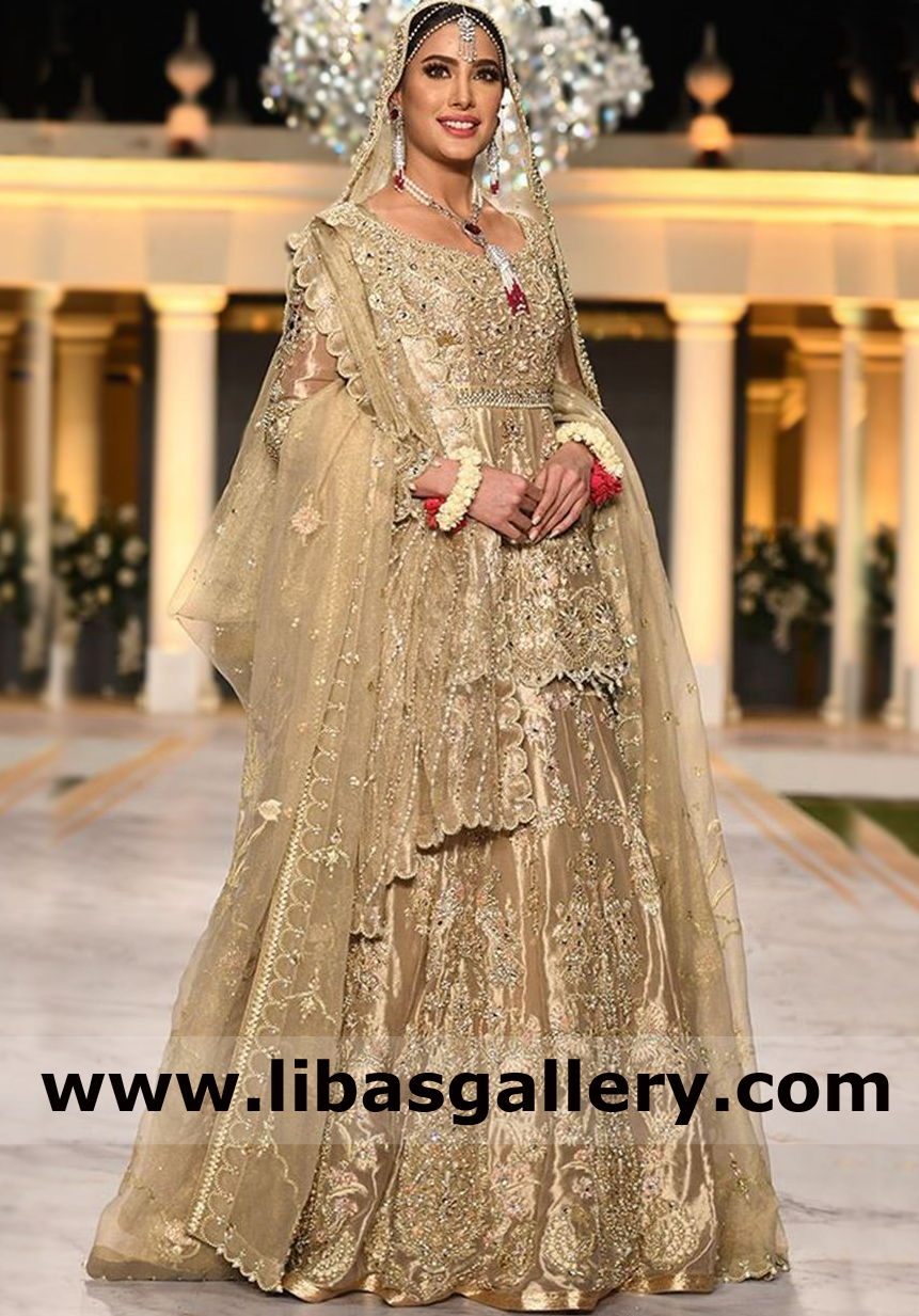 Stunning Gold Pakistani Bridal Dresses that will Make You Shine