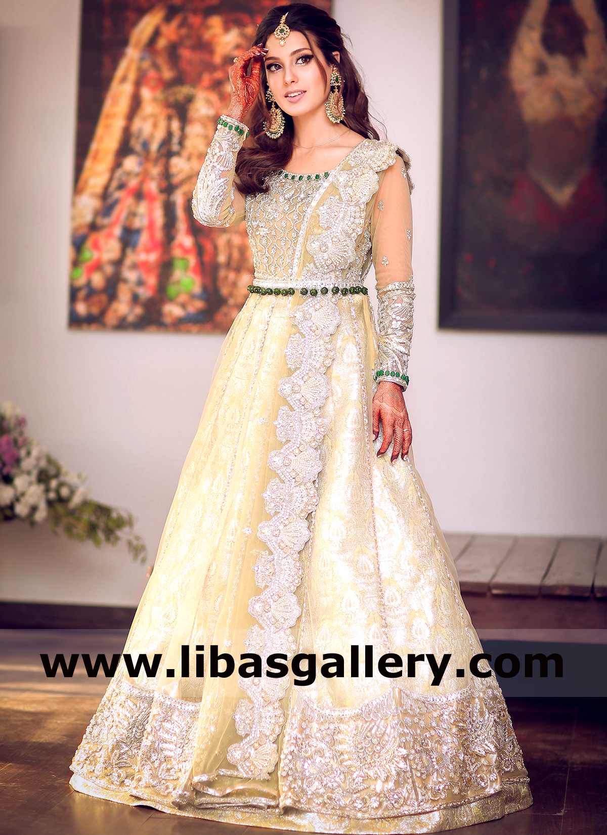 white and gold pakistani suit