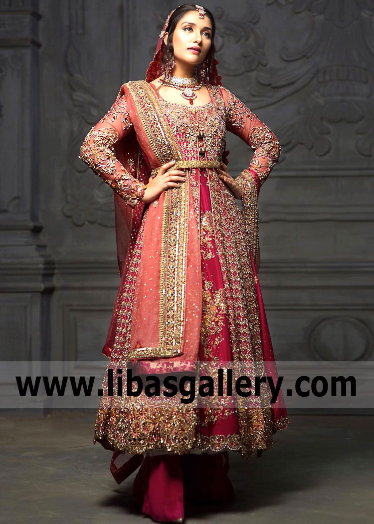 Red Bridal Dresses by Alishba and Nabeel | Wedding Dresses, A line Bridal Dresses, Alishba Nabeel Bridal Collectio