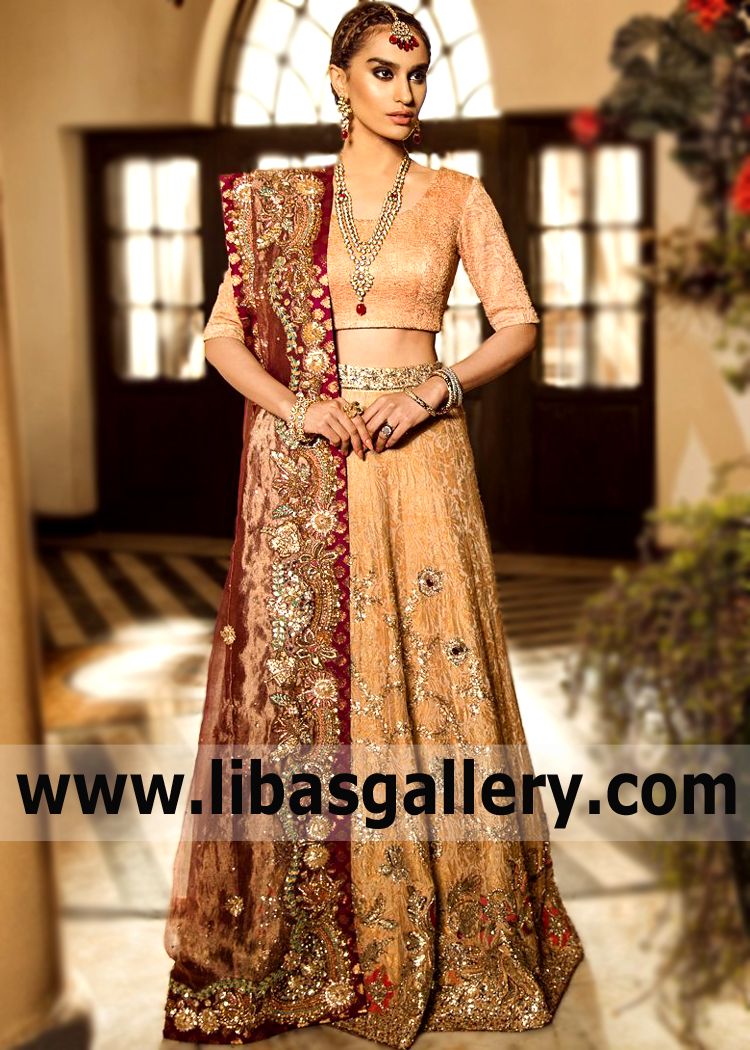 Lavish Bridal Dress with Banarasi Lehenga Springfield Washington DC USA Ammara Khan Bridal Boutiques
