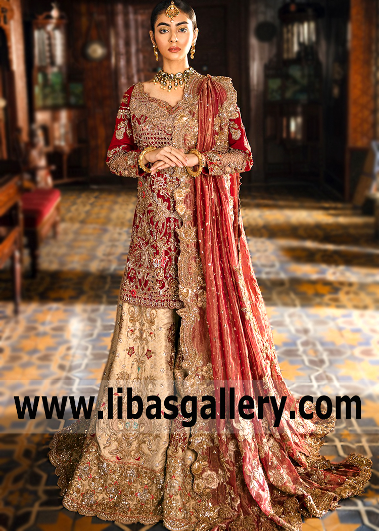 Beautiful Bridal Sharara Dresses Richardson Texas TX USA Ammara Khan Barat Sharara Bridal Sharara