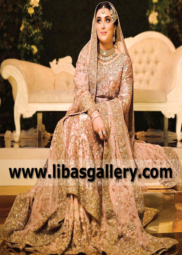 Latest Bridal Shirt with Lehenga Rose Gold Bridal Lehenga Banarsi Jamawar Bridal Lehenga