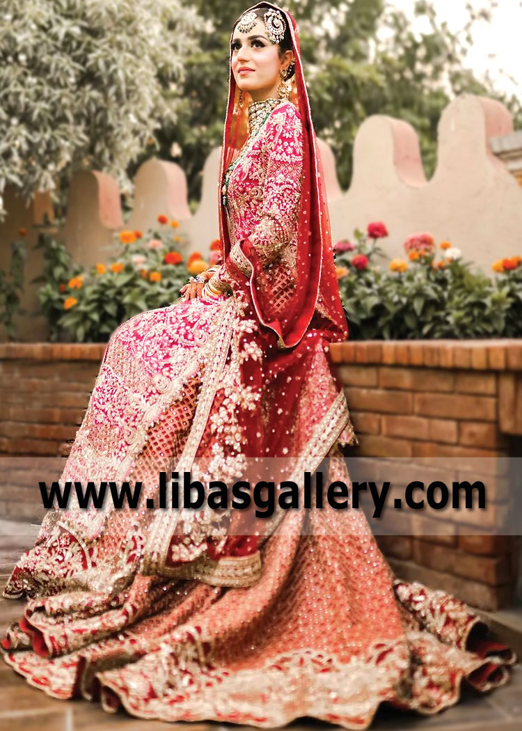 Faraz Manan Red Barat Dresses for Bride Houston Texas USA Traditional Red Barat Dresses