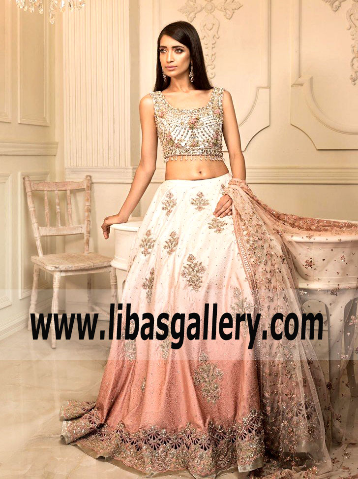 Pakistani Bridal Dress in Peach Latest Bridal Collection Wedding Dresses London, Manchester, Birmingham, UK