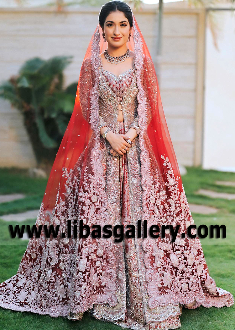 Latest Best Bridal Barat Dresses Designs UK USA Canada Australia Faraz Manan Red Lehenga