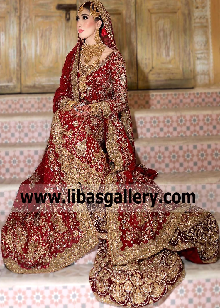 Claret Red Bridal Dresses Traditional Red Bridal Lehenga Designs Pittsburgh Pennsylvannia USA Dr Haroon Bridal Dresses