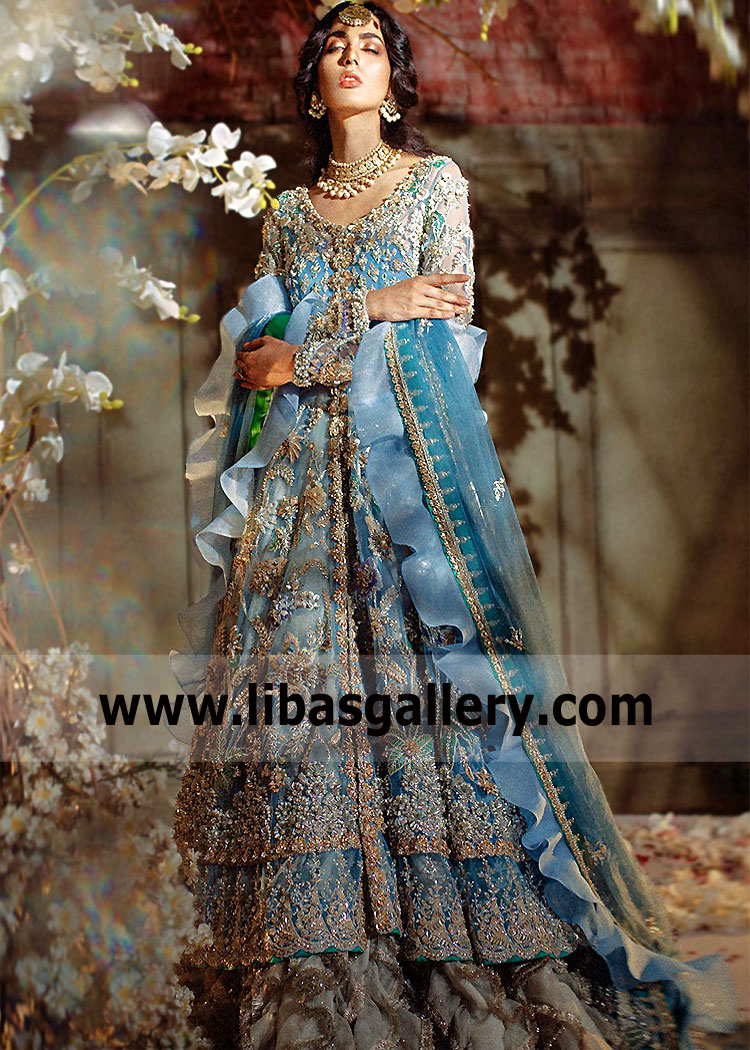 Bright Cerulean Bridal Dress for Walima Richmond Hill New York NY US Latest Elan Bridal Dress for Walima