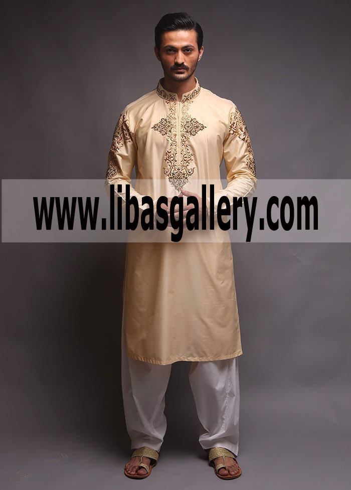 Bespoke Menswear Embroidered Men`s Kurta Scotland Glasgow UK Man Collection 2018 19 Men