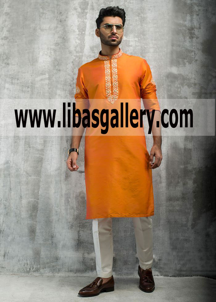 Embroidered kurta pajama for mehndi eid new collection Deepak perwani 2019 london UK