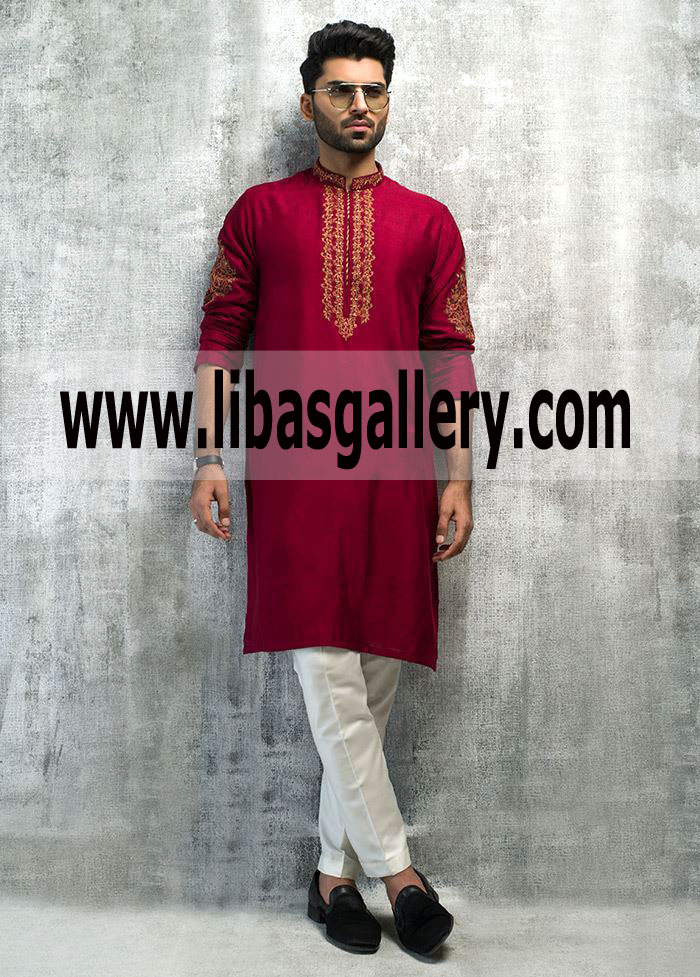trend set latest style embroidered kurta for men write your kurta story New York City Texas US