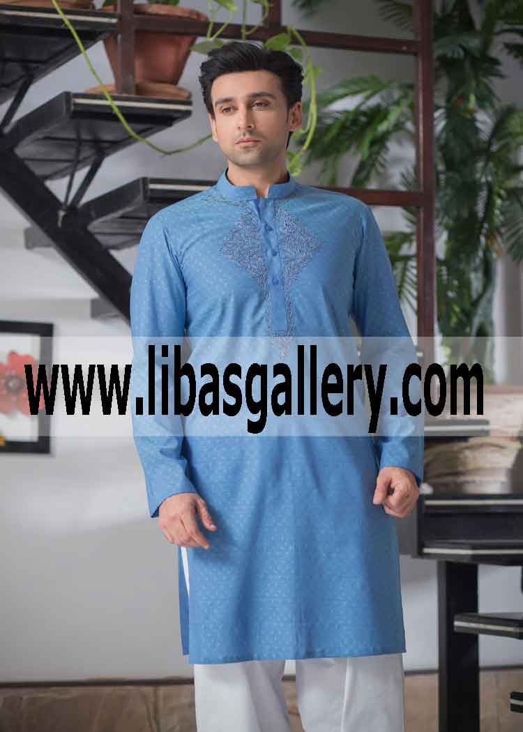 younger brother presents Pakistani kurta to elder brother on birthday Fairfield Connecticut USA 