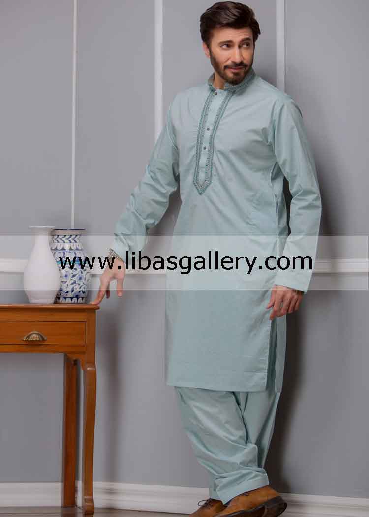 Small Medium Large and Extra large custom Stitched Men;s Kurta Shalwar in Cotton Wash n Wear Fabric Dubai UK