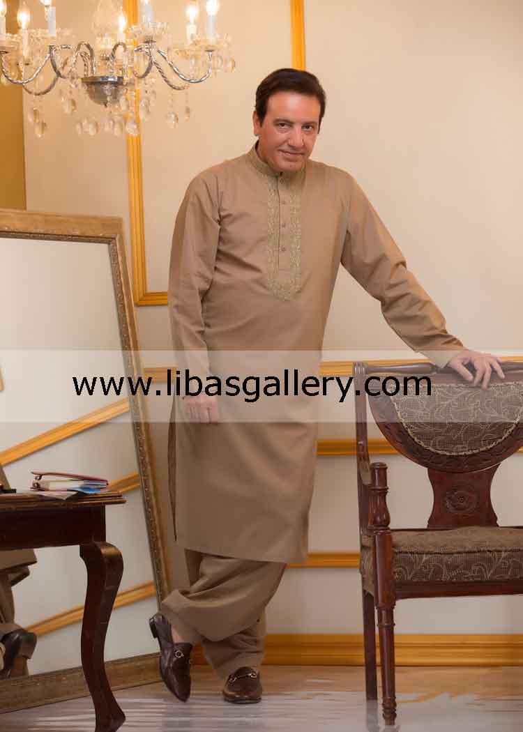 Father looks hero in embroidered designer kurta shalwar present gift stitched kurta shalwar Halifax Harlow UK