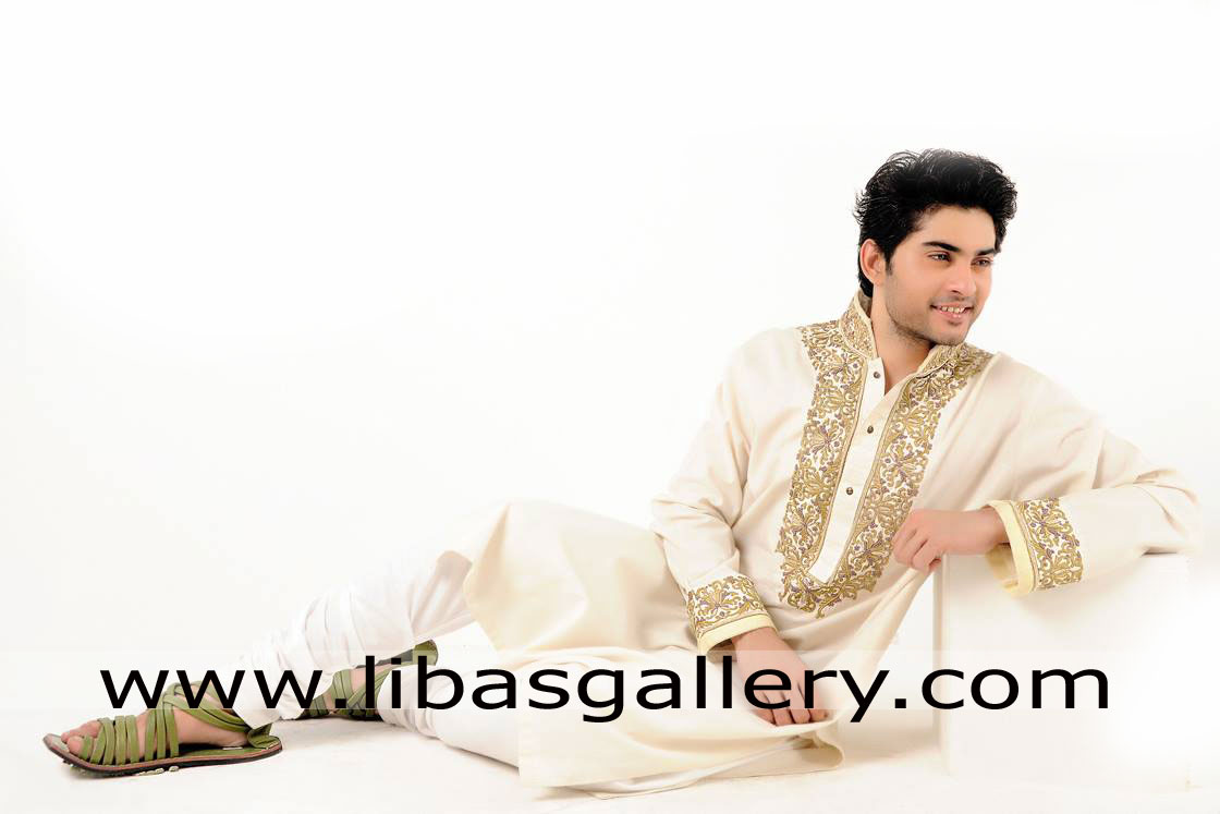 beautiful embellished kurta for well dressed groom reshan anchor and hand touching kurta pajama washington chicago usa