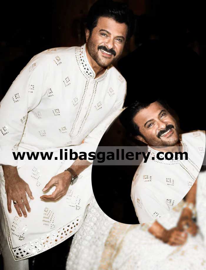 Embroidered White stylish celebrity style gents kurta suit for mehndi mayoon and friend wedding dinner party dubai qatar saudi arabia oman