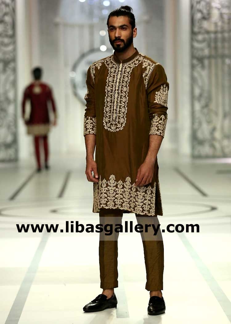 Mehndi Green Raw silk Embroidered kurta and Trouser for Men Mehndi night Function and Family gathering UK USA Canada Australia Qatar