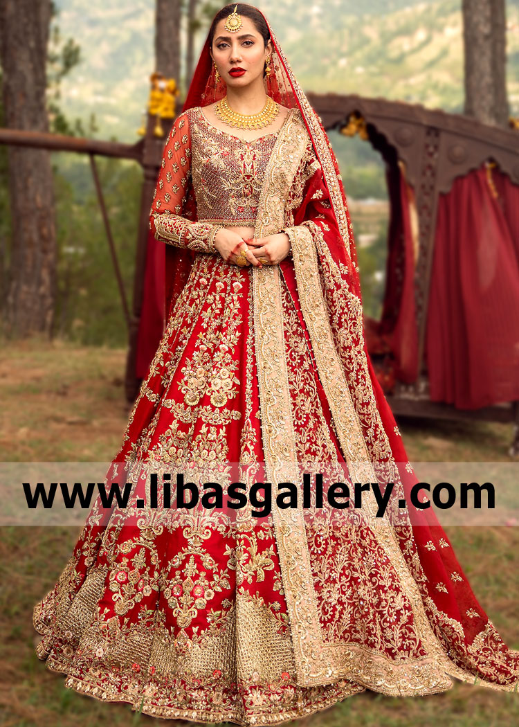 Pakistani Bridal Wear UK USA Canada Australia Designer Faiza Saqlain Red Bridal Wear Designs with price