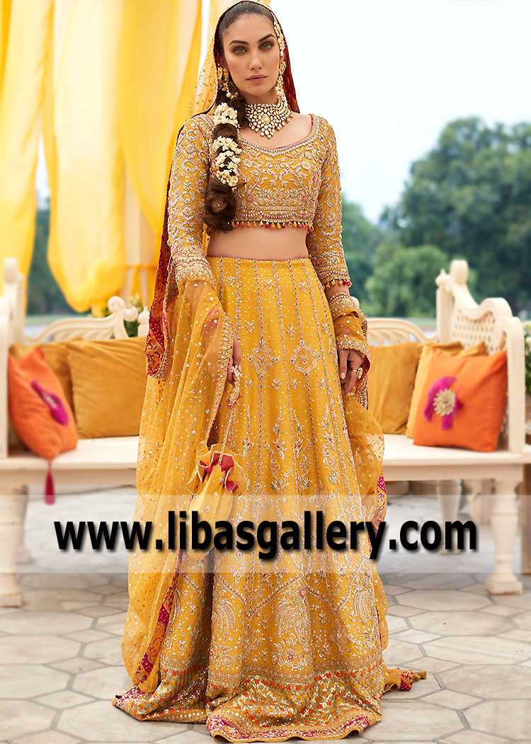 Farah Talib Aziz Bridal Lehenga Dresses Bellerose New York NY US Bridal Lengha Choli for Shehndi