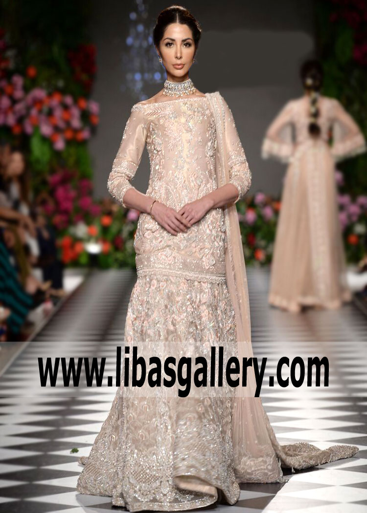 Pakistani Wedding Lehenga Bath London UK Faraz Manan Godet Panel Lehenga Wedding dresses with Price