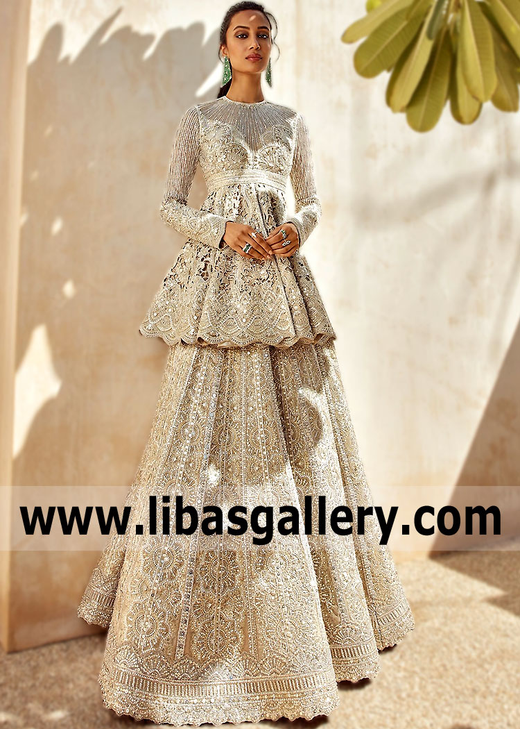 Latest Peplum Lehenga Designs UK USA Canada Faraz Manan Peplum Lehenga Dress with price