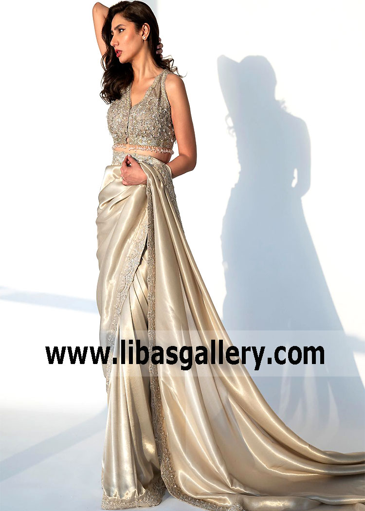 Lollywood Saree Pakistani Designer Faraz Manan Saree UK USA Canada Faraz Manan Saree Collection