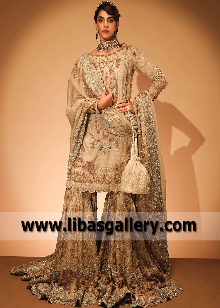 Pakistani Bridal Dresses Farshi Gharara Rochester New York USA Designer HSY Bridal Dresses Collection