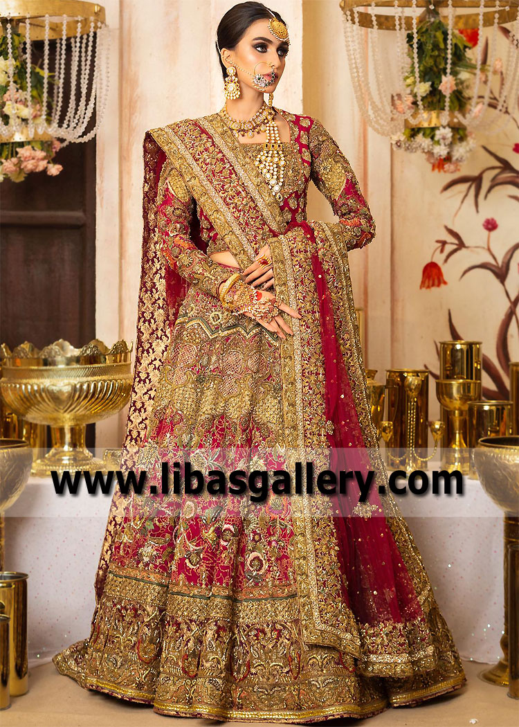 Cardinal Red We dding Lehenga Choli HSY by Hassan Sheheryar Yasin UK USA Canada Australia