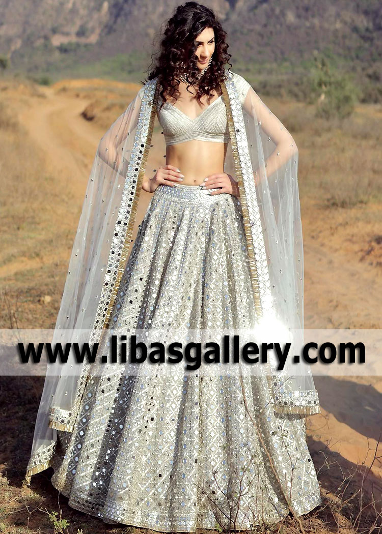 Luxurious Sheesh Mahal Embellished Bridal Lehenga Wichita Kansas USA Indian Wedding Dresses Luxurious Sheesh Mahal Embellished Bridal Lehenga Wichita Kansas USA Indian Wedding Dresses