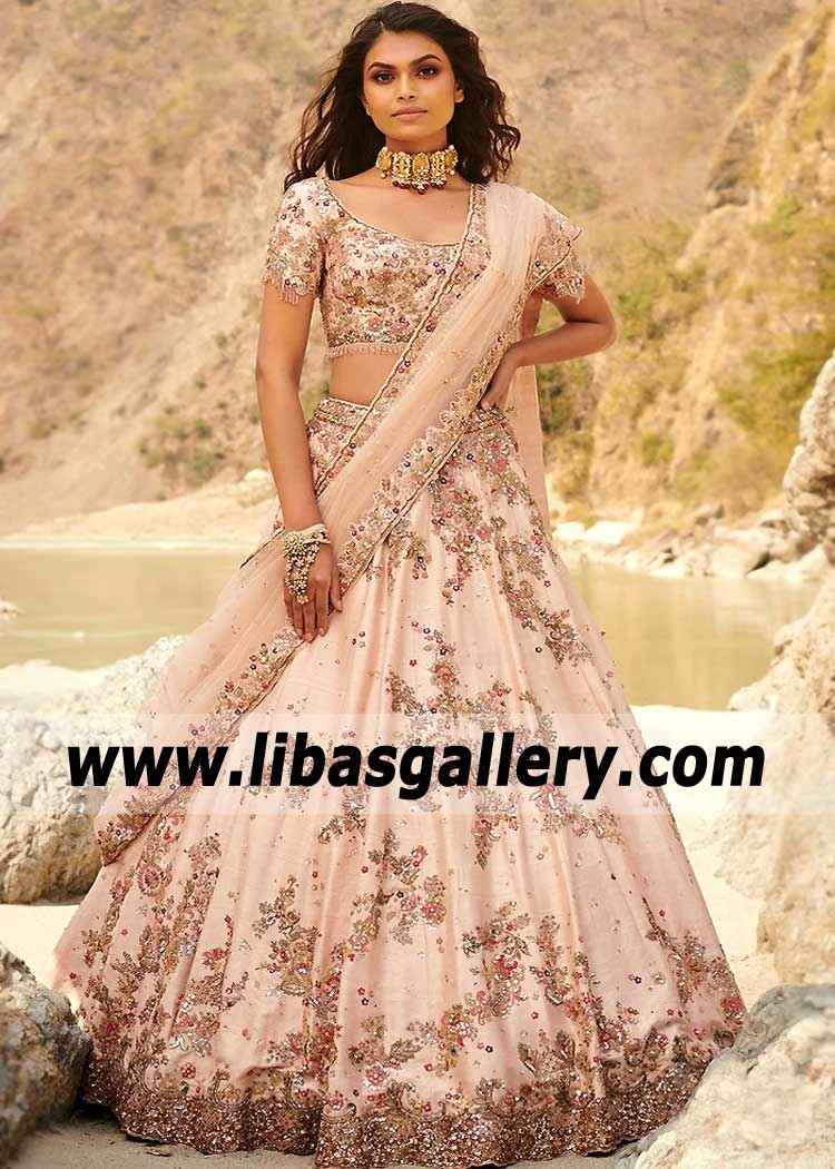 Light Pink Bridal Lehenga Choli India Traditional Bridal Lehenga Choli Dolly J Studio