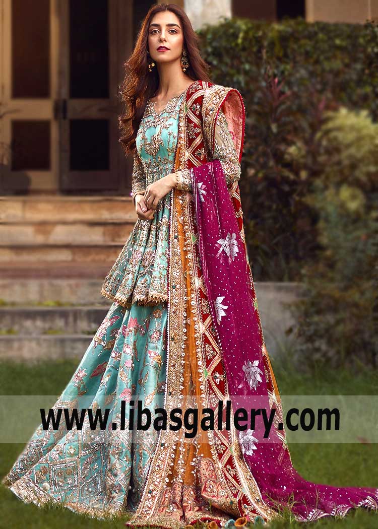 Pakistani Designer Mohsin Naveed Ranjha Peplum Lehenga USA Deerfield Illinois Bridal Peplum Lehenga