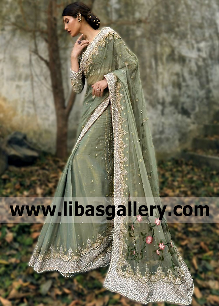 Pakistani Designer Mehdi Bridal Wear Saree Miami FL, Designer Wedding Sarees Miami Florida, Saree Bridal Miami