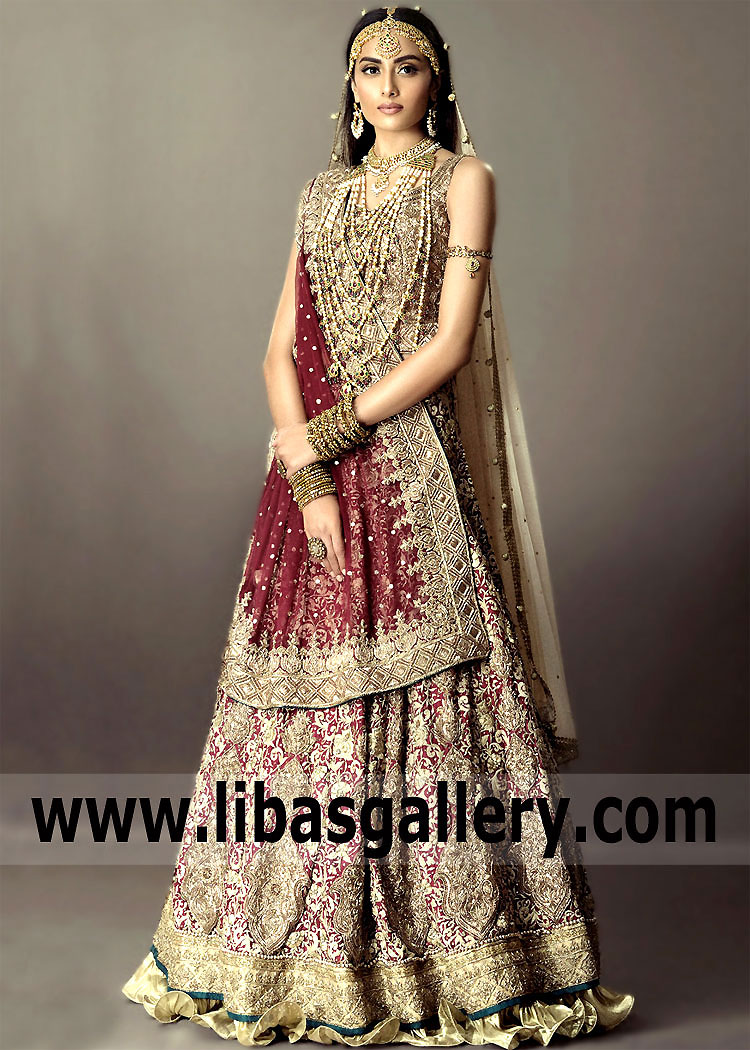 dark red indian bridal dress