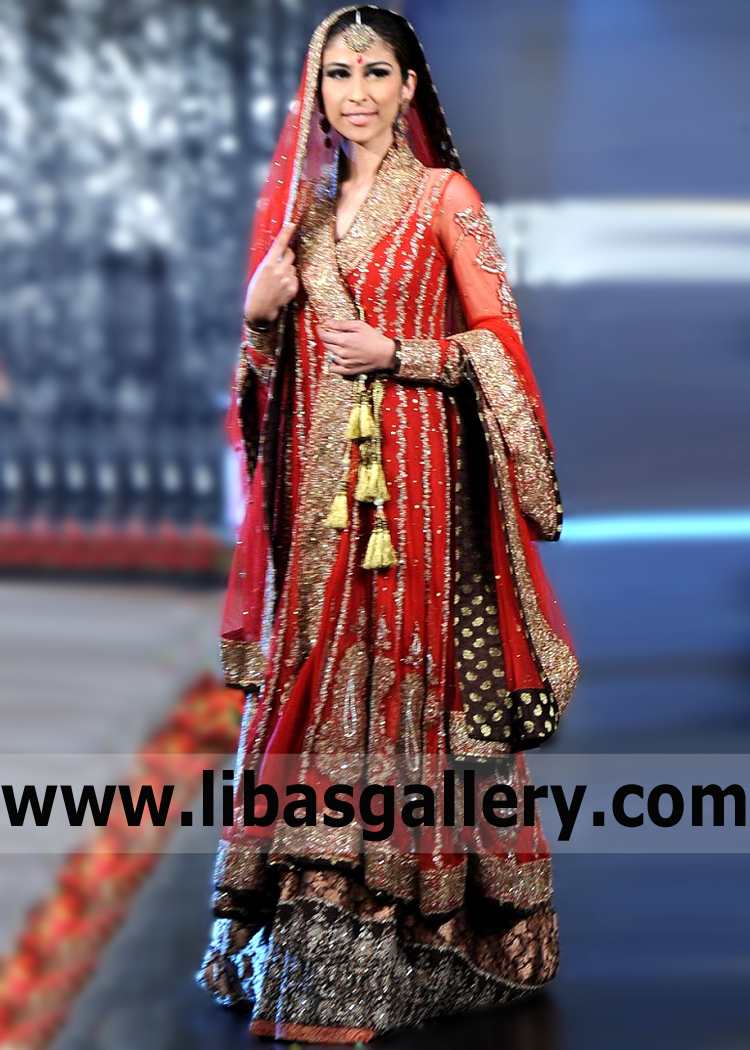 Latest Pakistani Wedding Dresses Ithaca New York NY USA Nida Azwer Bridal Wedding Angrakha Gowns online store