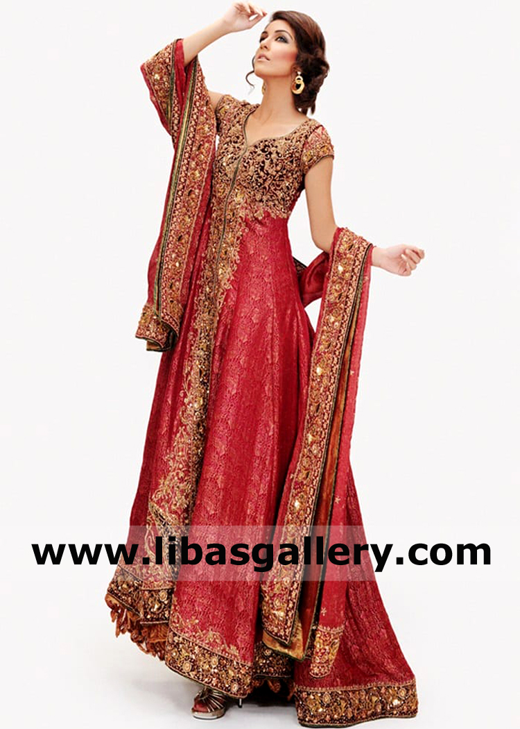 red bridal anarkali